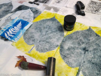 Monoprinting with BIG leaves - Linda Germain